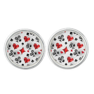 Poker Player Gambler Playing Card Suits Las Vegas Cufflinks