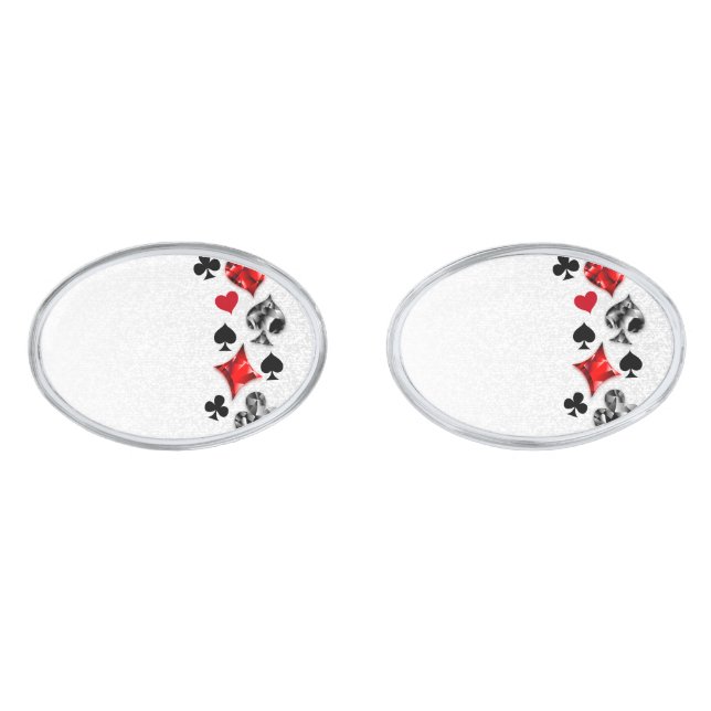 Poker Player Gambler Playing Card Suits Las Vegas Cufflinks (Front)