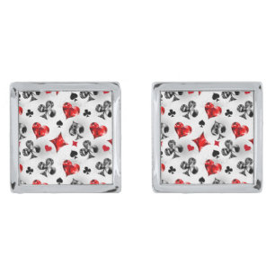 Poker Player Gambler Playing Card Suits Las Vegas Cufflinks
