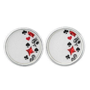 Poker Player Gambler Playing Card Suits Las Vegas Cufflinks
