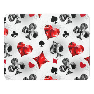 Poker Player Gambler Playing Card Suits Las Vegas Door Sign