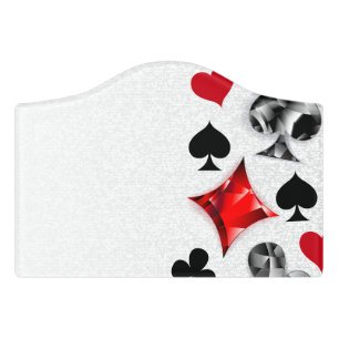 Poker Player Gambler Playing Card Suits Las Vegas Door Sign