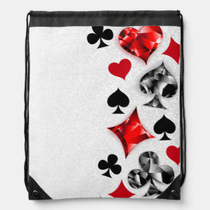 Poker Player Gambler Playing Card Suits Las Vegas Drawstring Bag