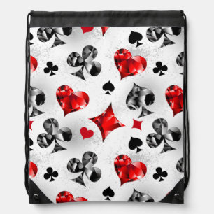 Poker Player Gambler Playing Card Suits Las Vegas Drawstring Bag