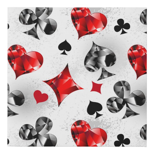 Poker Player Gambler Playing Card Suits Las Vegas Faux Canvas Print (Front)
