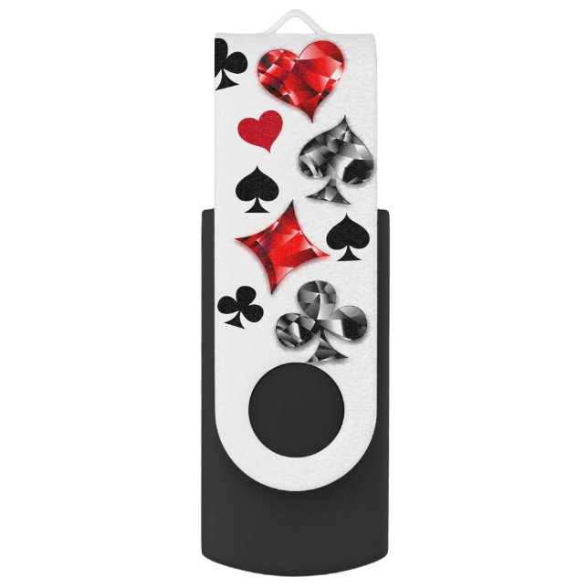 Poker Player Gambler Playing Card Suits Las Vegas Flash Drive (Front Vertical)
