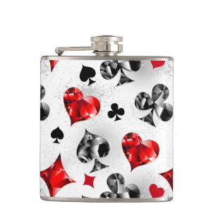 Poker Player Gambler Playing Card Suits Las Vegas Flask