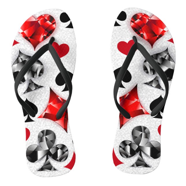 Poker Player Gambler Playing Card Suits Las Vegas Flip Flops (Footbed)
