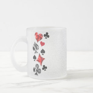 Poker Player Gambler Playing Card Suits Las Vegas Frosted Glass Coffee Mug