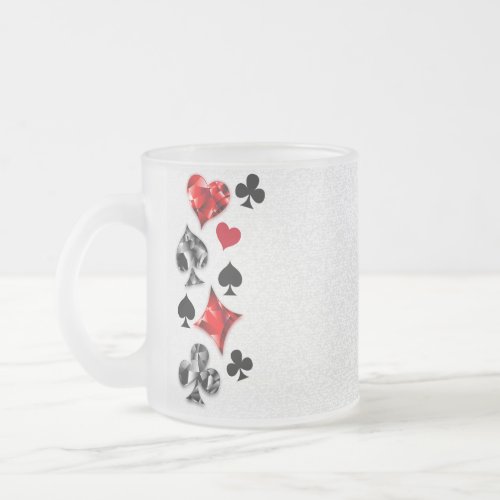Poker Player Gambler Playing Card Suits Las Vegas Frosted Glass Coffee Mug