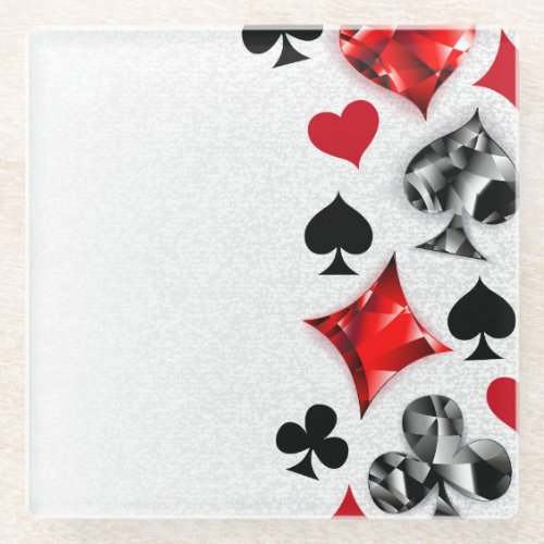 Poker Player Gambler Playing Card Suits Las Vegas Glass Coaster