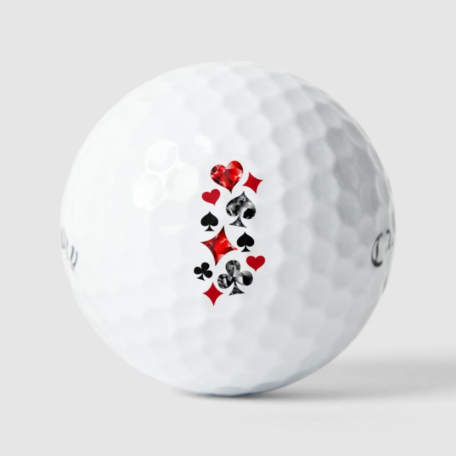 Poker Player Gambler Playing Card Suits Las Vegas Golf Balls (Front)