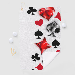 Poker Player Gambler Playing Card Suits Las Vegas Golf Towel