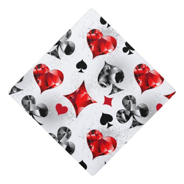 Poker Player Gambler Playing Card Suits Las Vegas Graduation Cap Topper (Front)