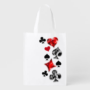 Poker Player Gambler Playing Card Suits Las Vegas Grocery Bag