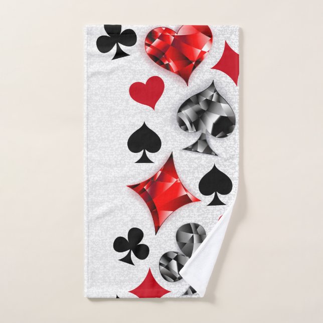 Poker Player Gambler Playing Card Suits Las Vegas Hand Towel (Hand Towel)