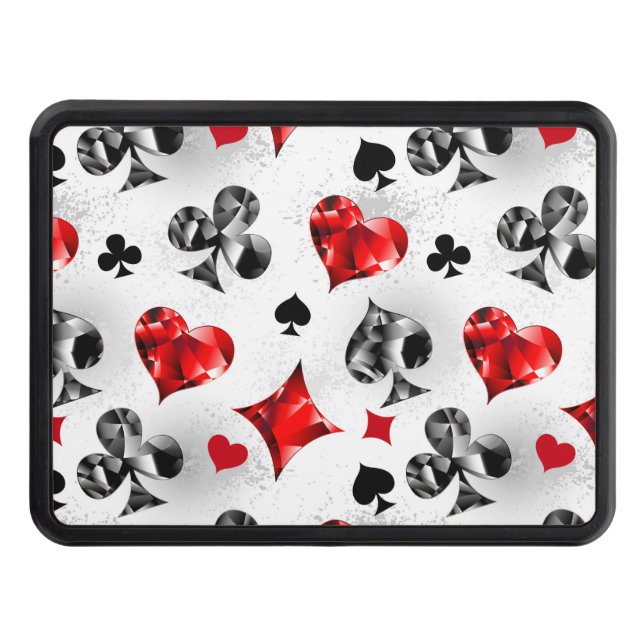 Poker Player Gambler Playing Card Suits Las Vegas Hitch Cover (Front)