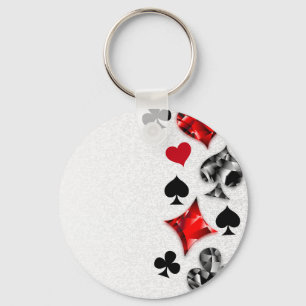 Poker Player Gambler Playing Card Suits Las Vegas Keychain