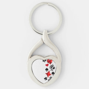 Poker Player Gambler Playing Card Suits Las Vegas Keychain