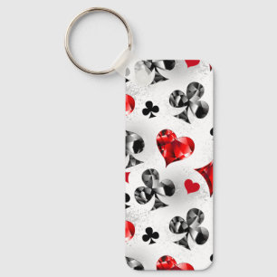 Poker Player Gambler Playing Card Suits Las Vegas Keychain