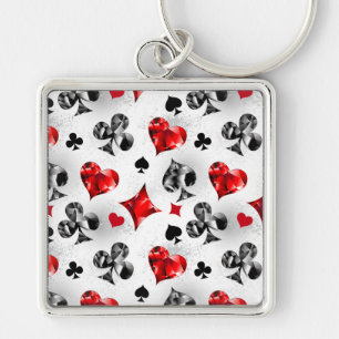 Poker Player Gambler Playing Card Suits Las Vegas Keychain