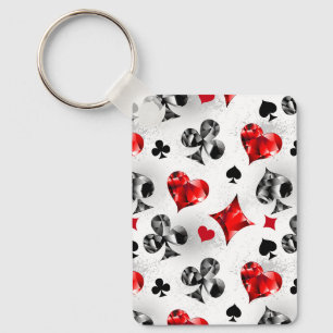 Poker Player Gambler Playing Card Suits Las Vegas Keychain