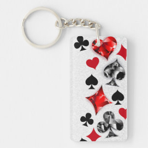 Poker Player Gambler Playing Card Suits Las Vegas Keychain