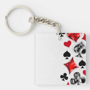 Poker Player Gambler Playing Card Suits Las Vegas Keychain