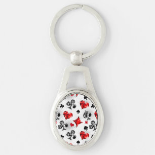 Poker Player Gambler Playing Card Suits Las Vegas Keychain