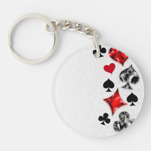 Poker Player Gambler Playing Card Suits Las Vegas Keychain