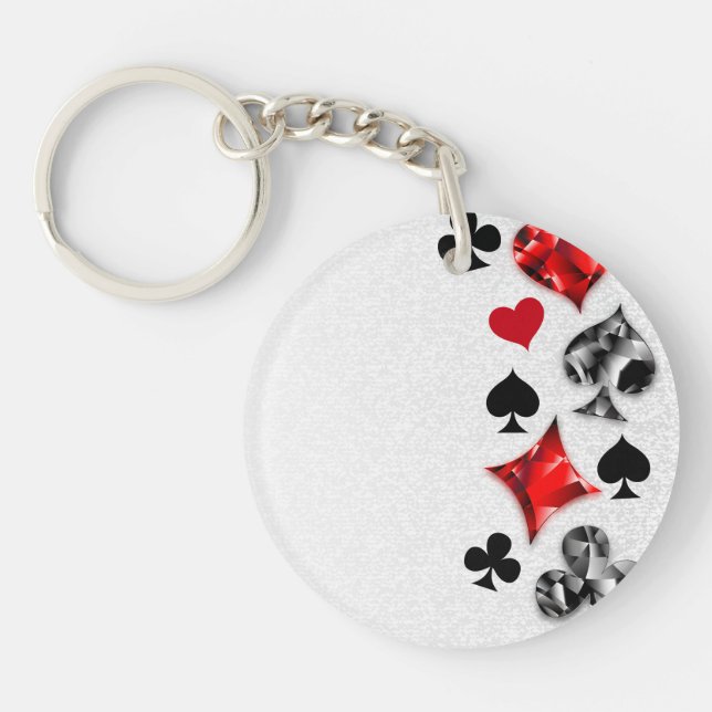 Poker Player Gambler Playing Card Suits Las Vegas Keychain (Front)