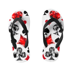 Poker Player Gambler Playing Card Suits Las Vegas Kid's Flip Flops