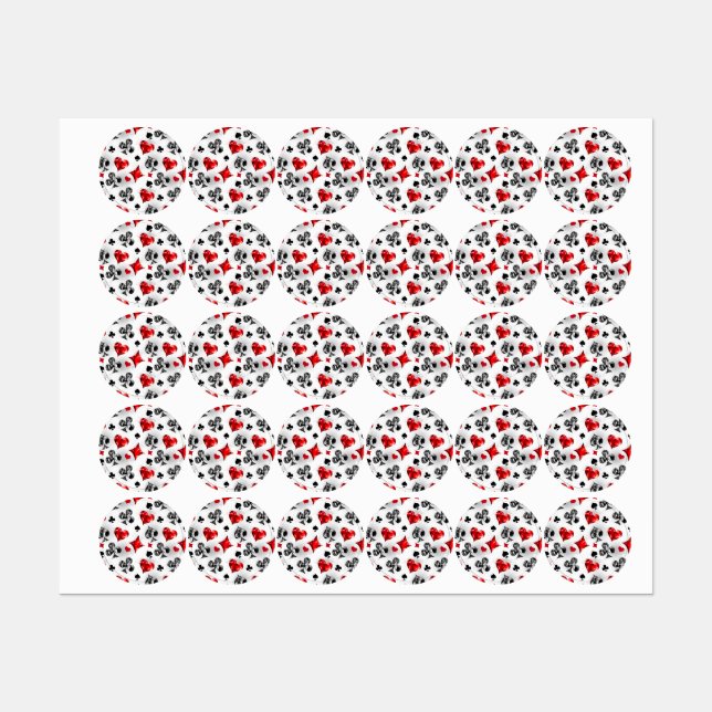 Poker Player Gambler Playing Card Suits Las Vegas Kids' Labels (Sheet)