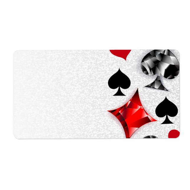 Poker Player Gambler Playing Card Suits Las Vegas Label (Front)
