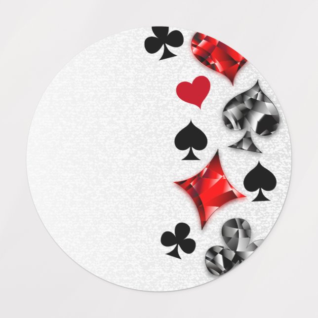 Poker Player Gambler Playing Card Suits Las Vegas Labels (Design 1)