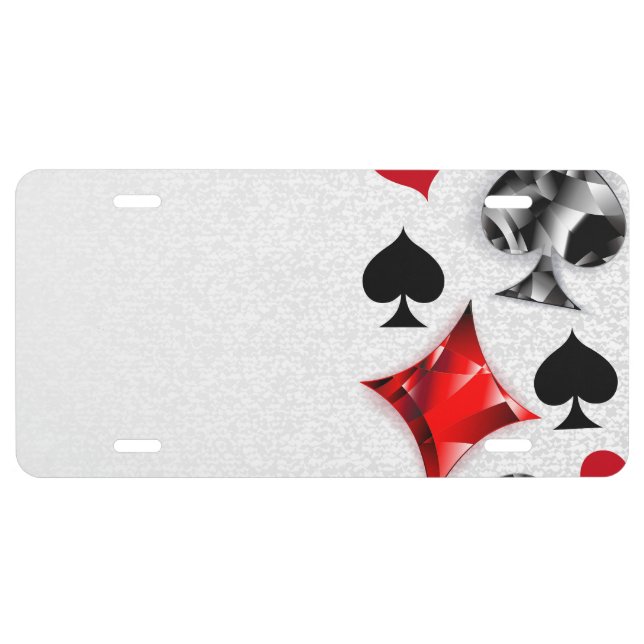 Poker Player Gambler Playing Card Suits Las Vegas License Plate (Front)