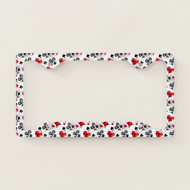 Poker Player Gambler Playing Card Suits Las Vegas License Plate Frame (Front)