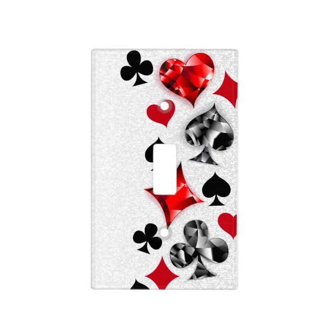 Poker Player Gambler Playing Card Suits Las Vegas Light Switch Cover (Front)