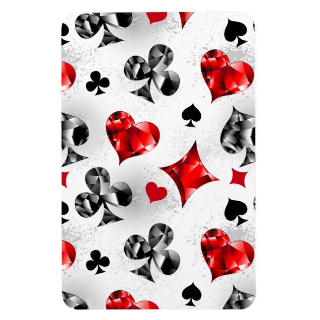 Poker Player Gambler Playing Card Suits Las Vegas Magnet (Vertical)