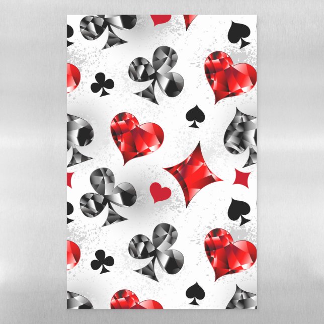 Poker Player Gambler Playing Card Suits Las Vegas Magnetic Dry Erase Sheet (Vertical)