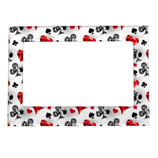 Poker Player Gambler Playing Card Suits Las Vegas Magnetic Frame (Front)