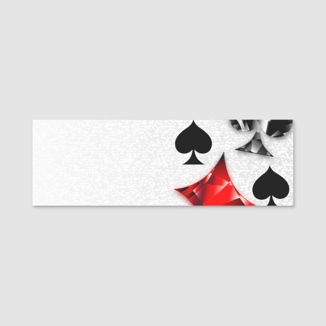 Poker Player Gambler Playing Card Suits Las Vegas Name Tag (Front)