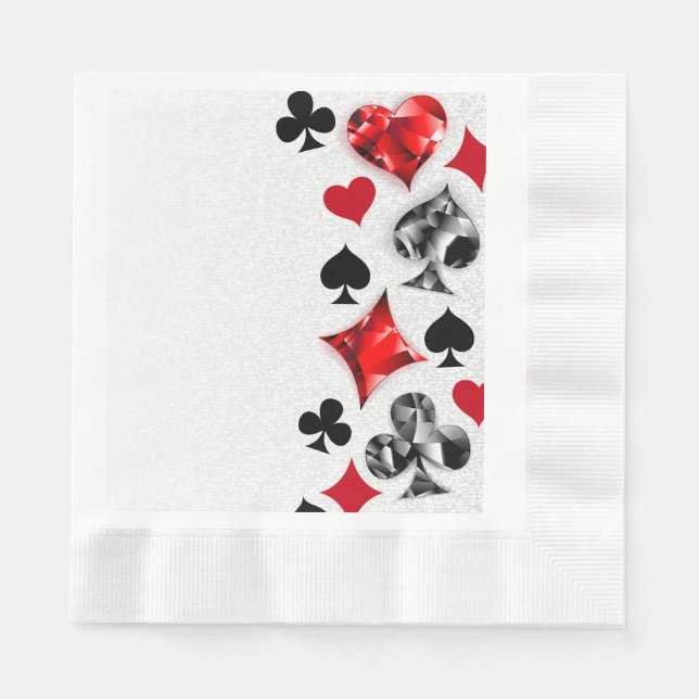 Poker Player Gambler Playing Card Suits Las Vegas Napkins (Front)