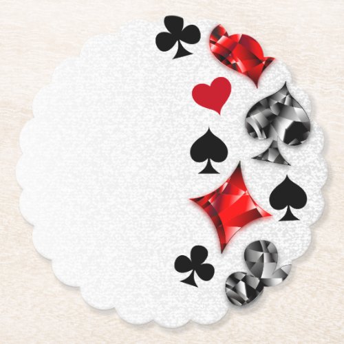Poker Player Gambler Playing Card Suits Las Vegas Paper Coaster