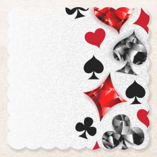 Poker Player Gambler Playing Card Suits Las Vegas Paper Coaster
