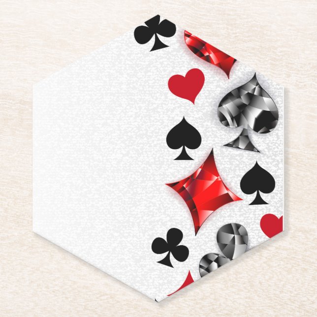Poker Player Gambler Playing Card Suits Las Vegas Paper Coaster (Front)