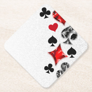 Poker Player Gambler Playing Card Suits Las Vegas Paper Coaster