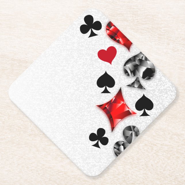 Poker Player Gambler Playing Card Suits Las Vegas Paper Coaster (Front)