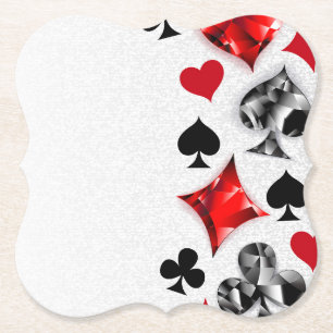 Poker Player Gambler Playing Card Suits Las Vegas Paper Coaster
