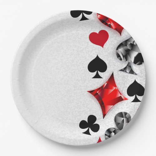 Poker Player Gambler Playing Card Suits Las Vegas Paper Plates